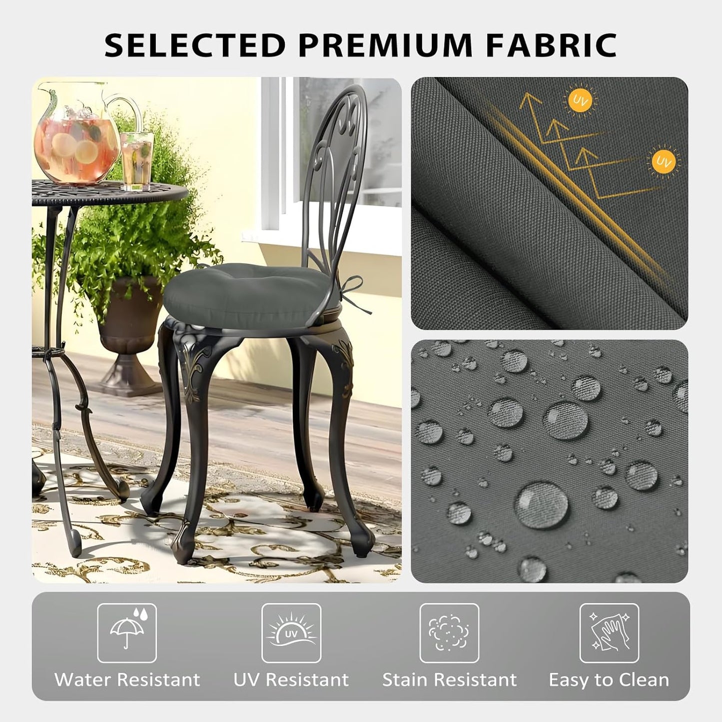 Cojines silla exterior 15x15" gris oscuro set 2