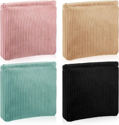4 Pzas Bolsa Maquillaje Floral Corduroy Cierre Mini Portátil