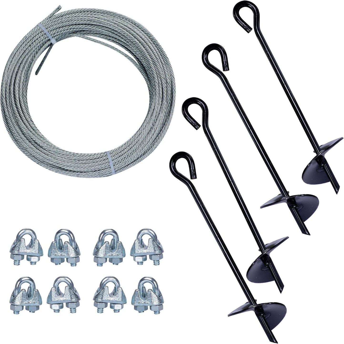 Cable galvanizado 50ft con 4 anclas y 8 pinzas