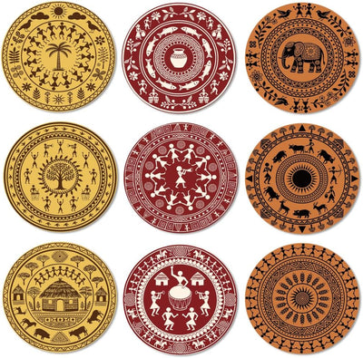 Set 9 Cojines Madera Estilo India para Mesa de Café Decorativo