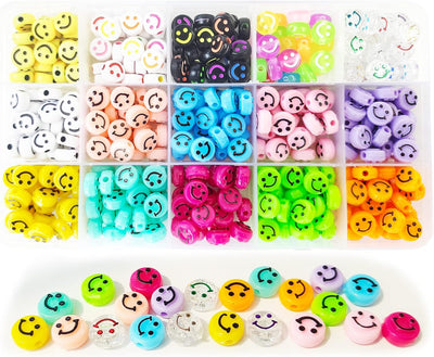 375 Cuentas Sonrientes Coloridas 0.39pulg para Joyas y Manualidades