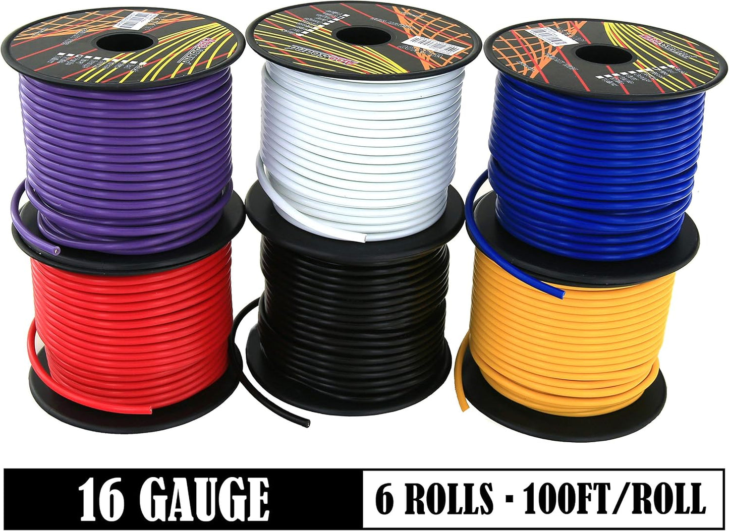 Cable 16 CCA 600pies automóvil 12V 6 colores