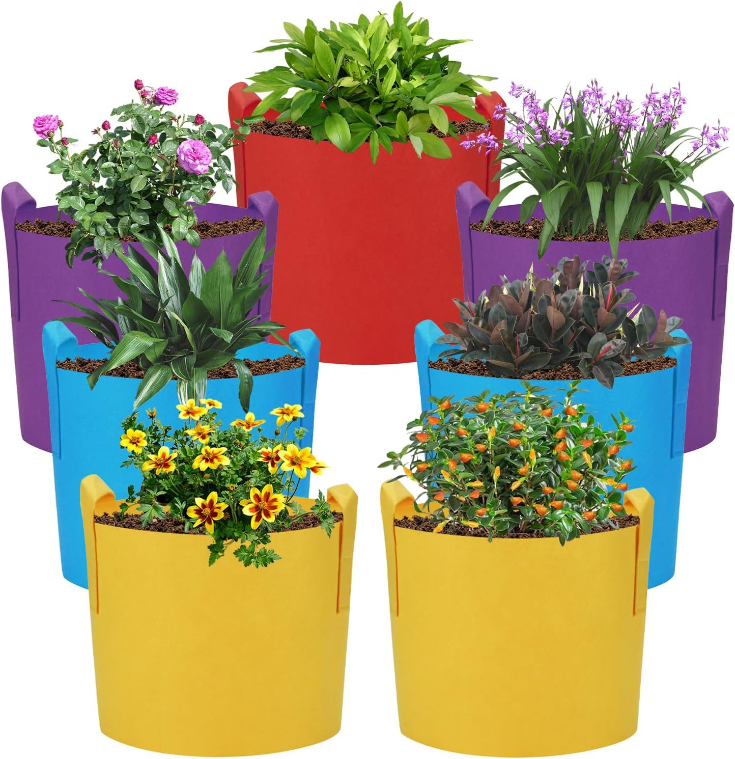 7 Pzas Bolsas Cultivo 10gal Tela Gruesa con Asas