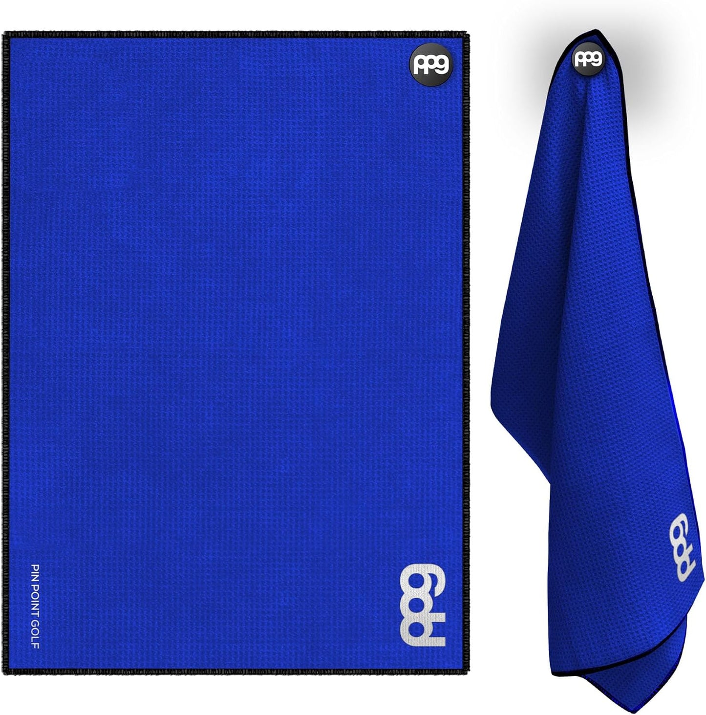 Toalla golf magnética microfibra azul con bolsillos 24x16