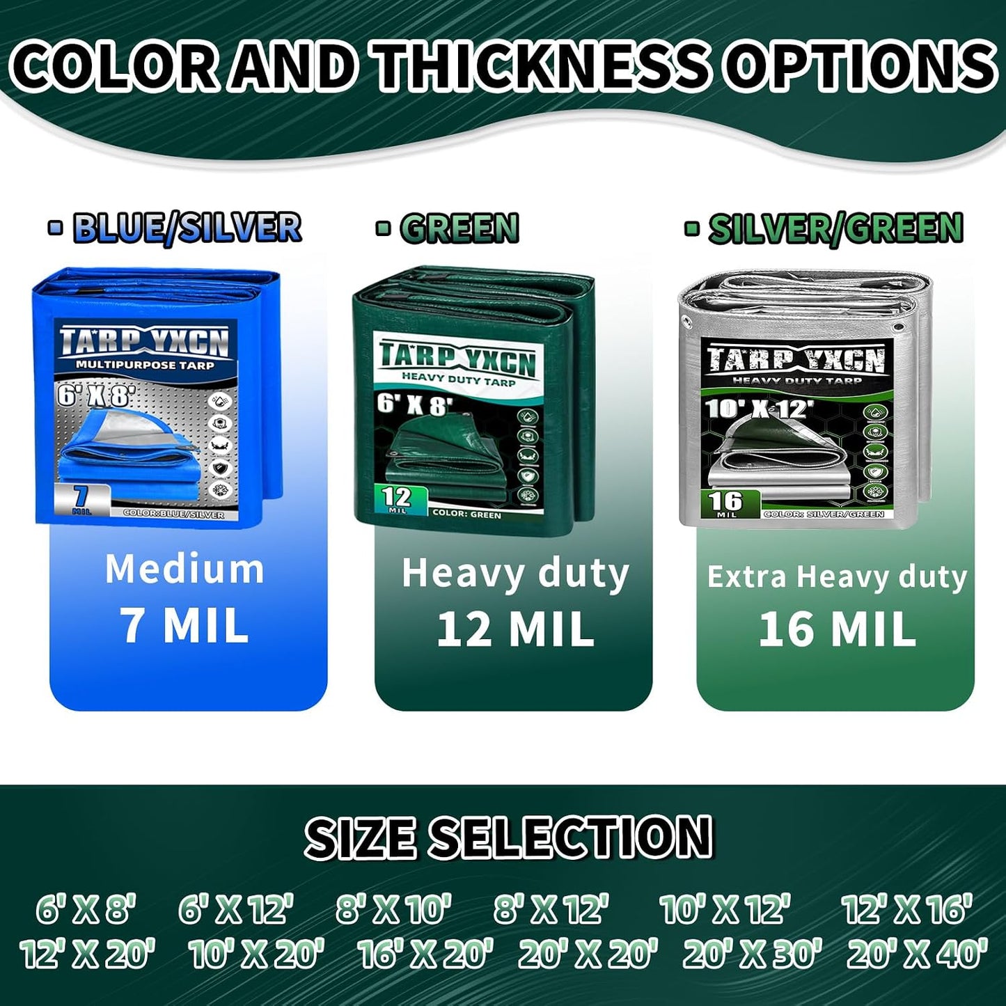 Lona verde resistente 6x8ft 12mil impermeable UV