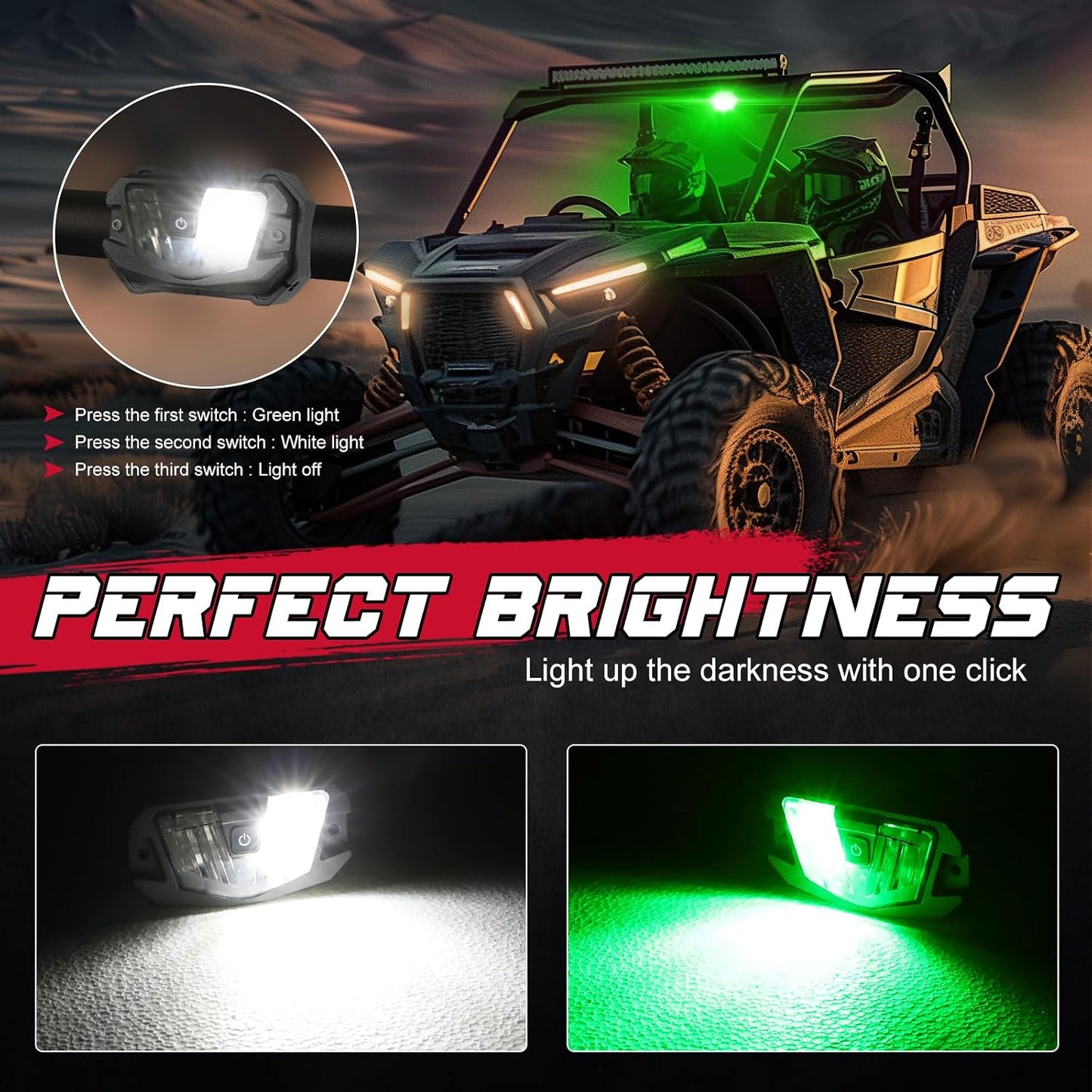 Luz cúpula UTV 12V LED universal para barra antivuelco