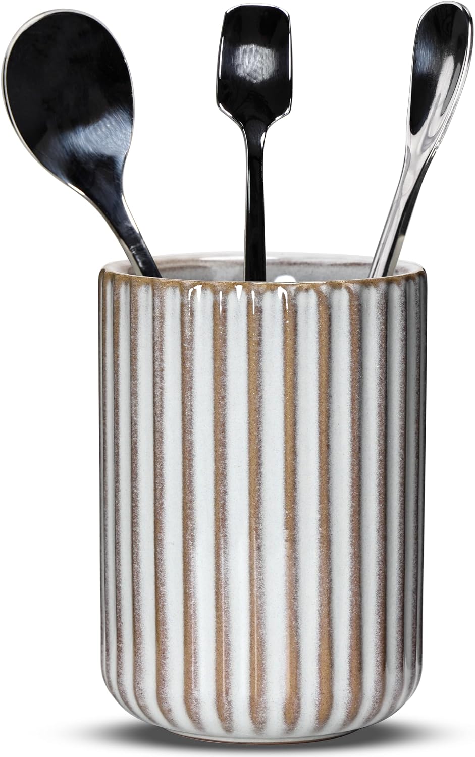 Soporte cucharas té cafetería varitas estriada blanca