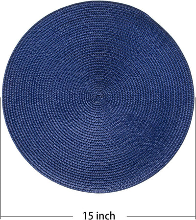 Set 4 manteles redondos trenzados 15pulg azul marino