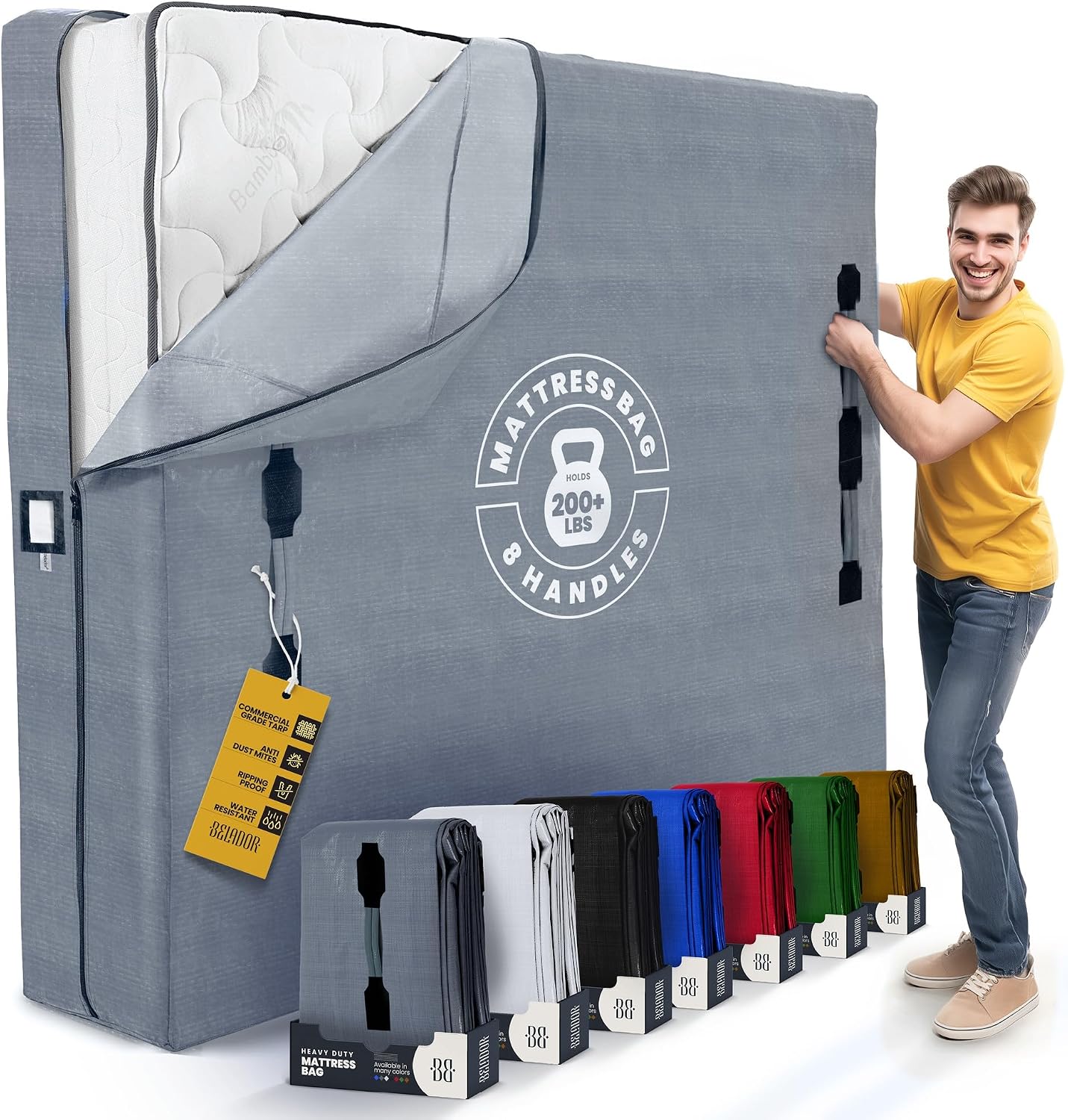 Bolsa colchón mudanza 8 asas extra gruesa reutiliz.