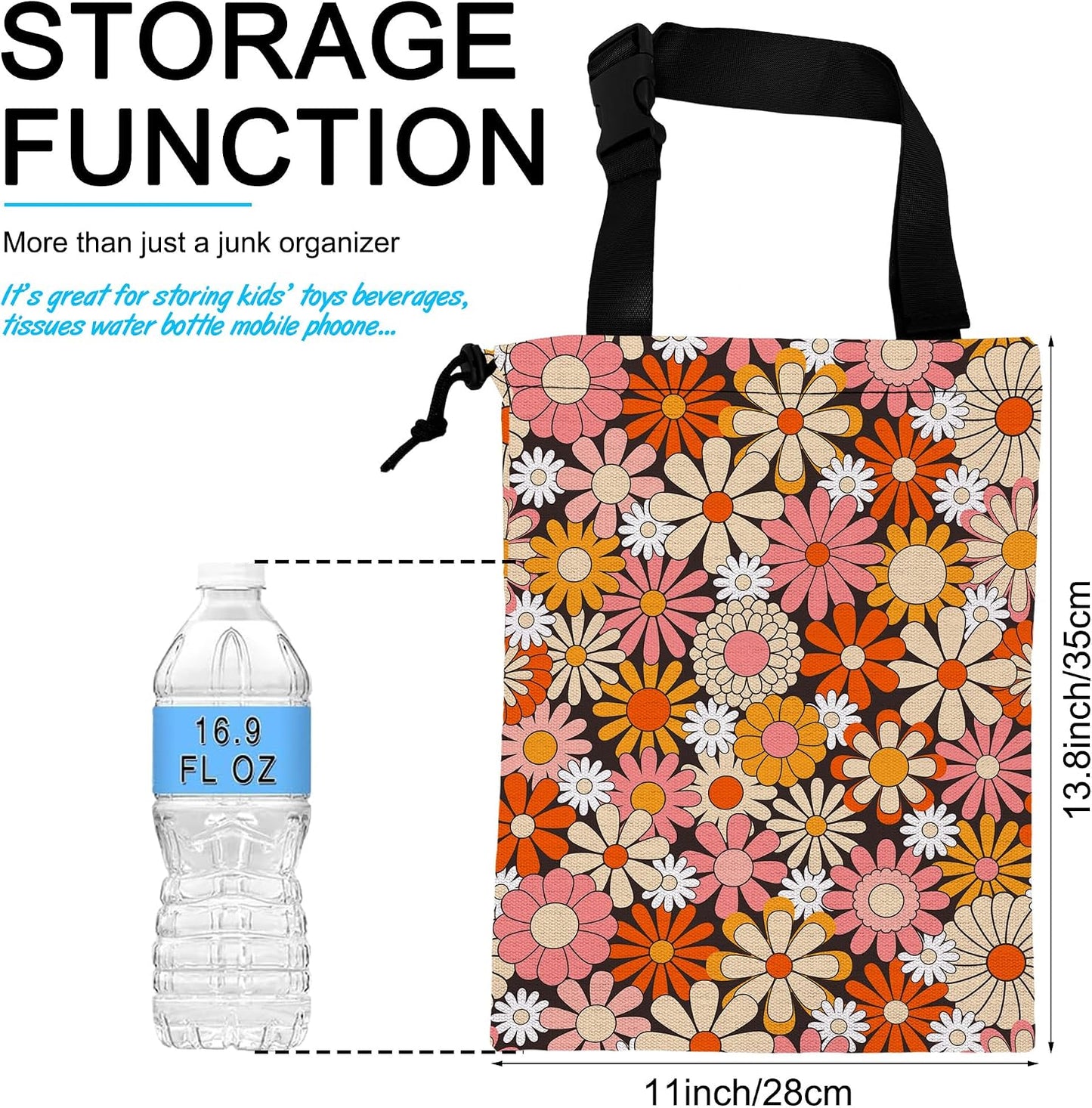 Bolsa basura coche diseño flores vintage para colgar