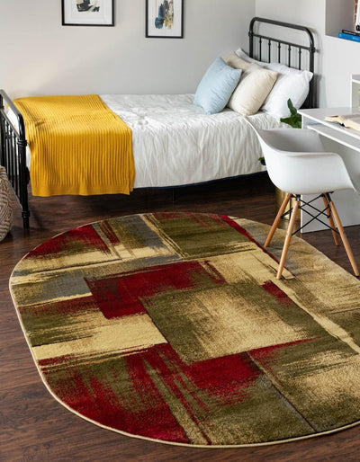 Alfombra área ovalada Timor 2'2"x3'1" multicolor y rojo