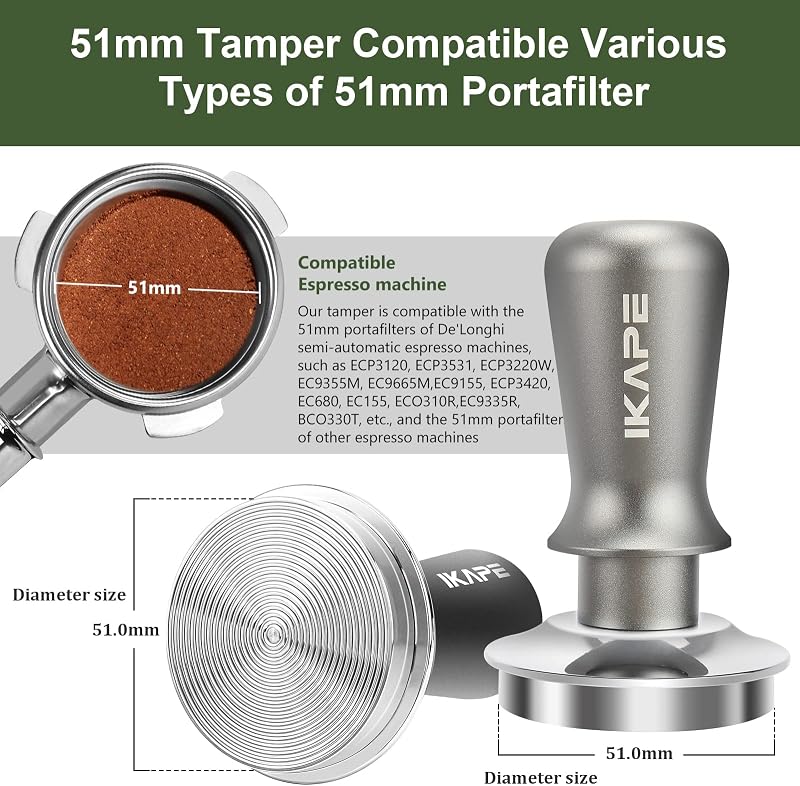 Tamper Espresso Acero Inox 51mm Calibrado