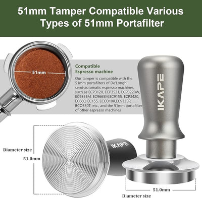Tamper Espresso Acero Inox 51mm Calibrado