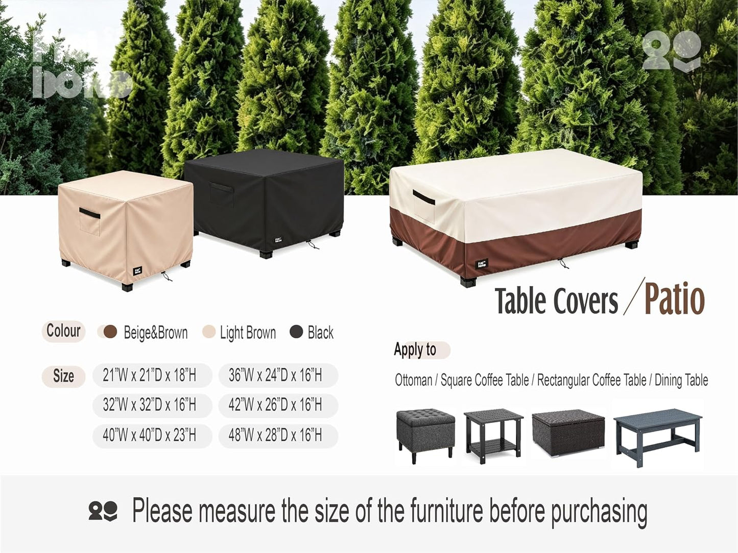 Funda taburete patio 22x22x18" cuadrada 600D impermeable