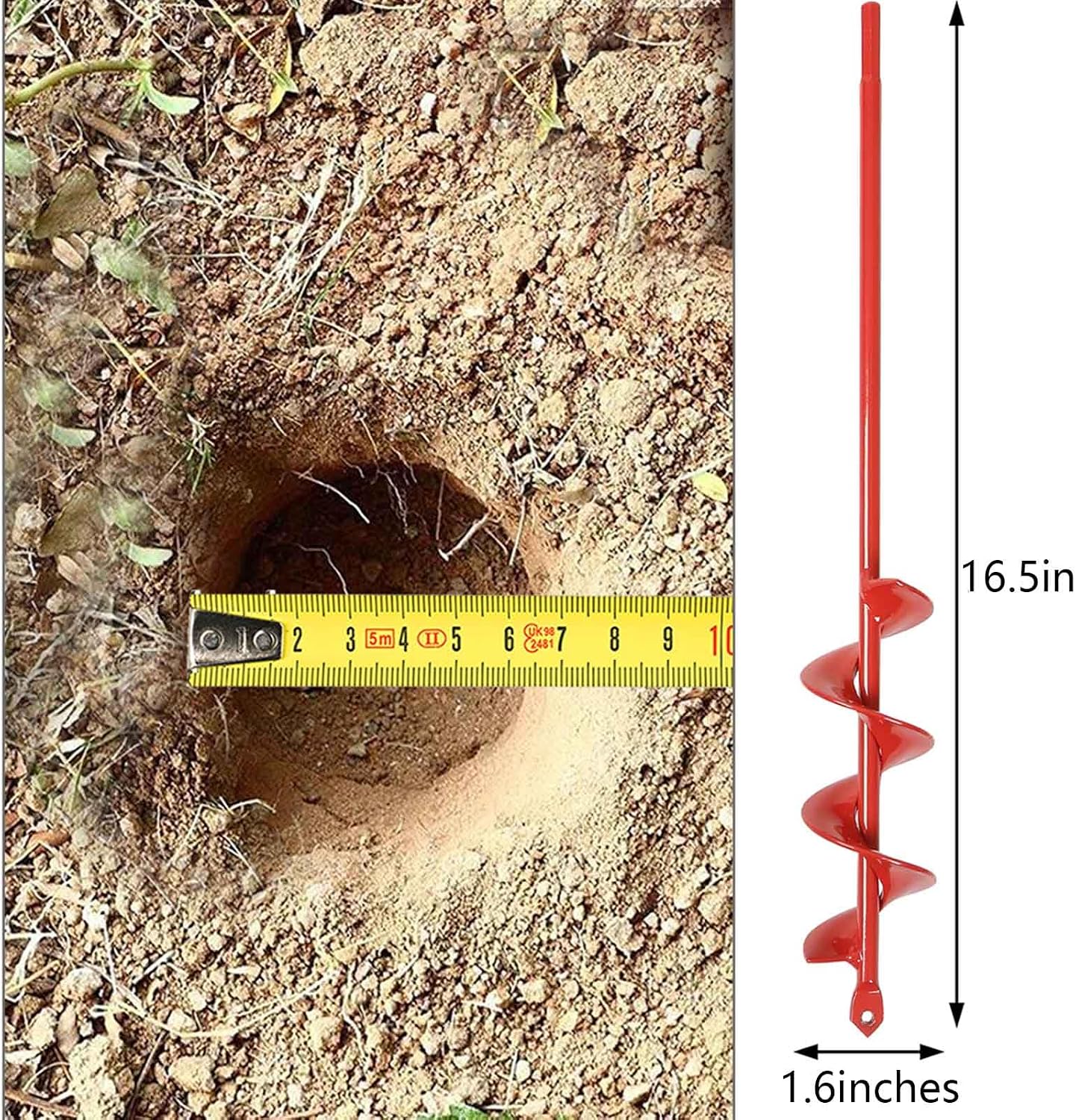Broca taladro hexagonal 1.6x16.5pulg para plantar bulbos y postes