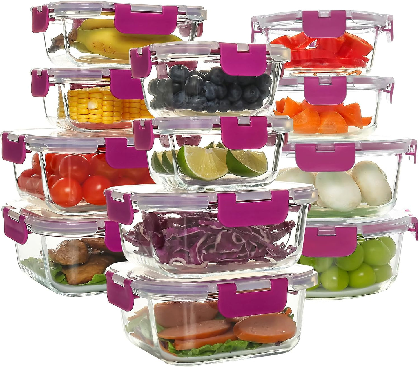 Set 12 Pzas Recipientes Vidrio con Tapas