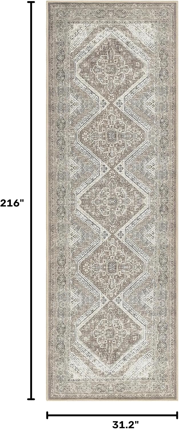 Alfombra lavable antiderrap 2.6x18ft color marfil