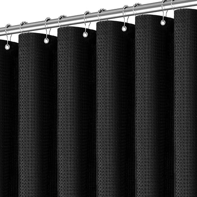 Cortina ducha negra tejido gofre 72x72pulg poliéster lujo