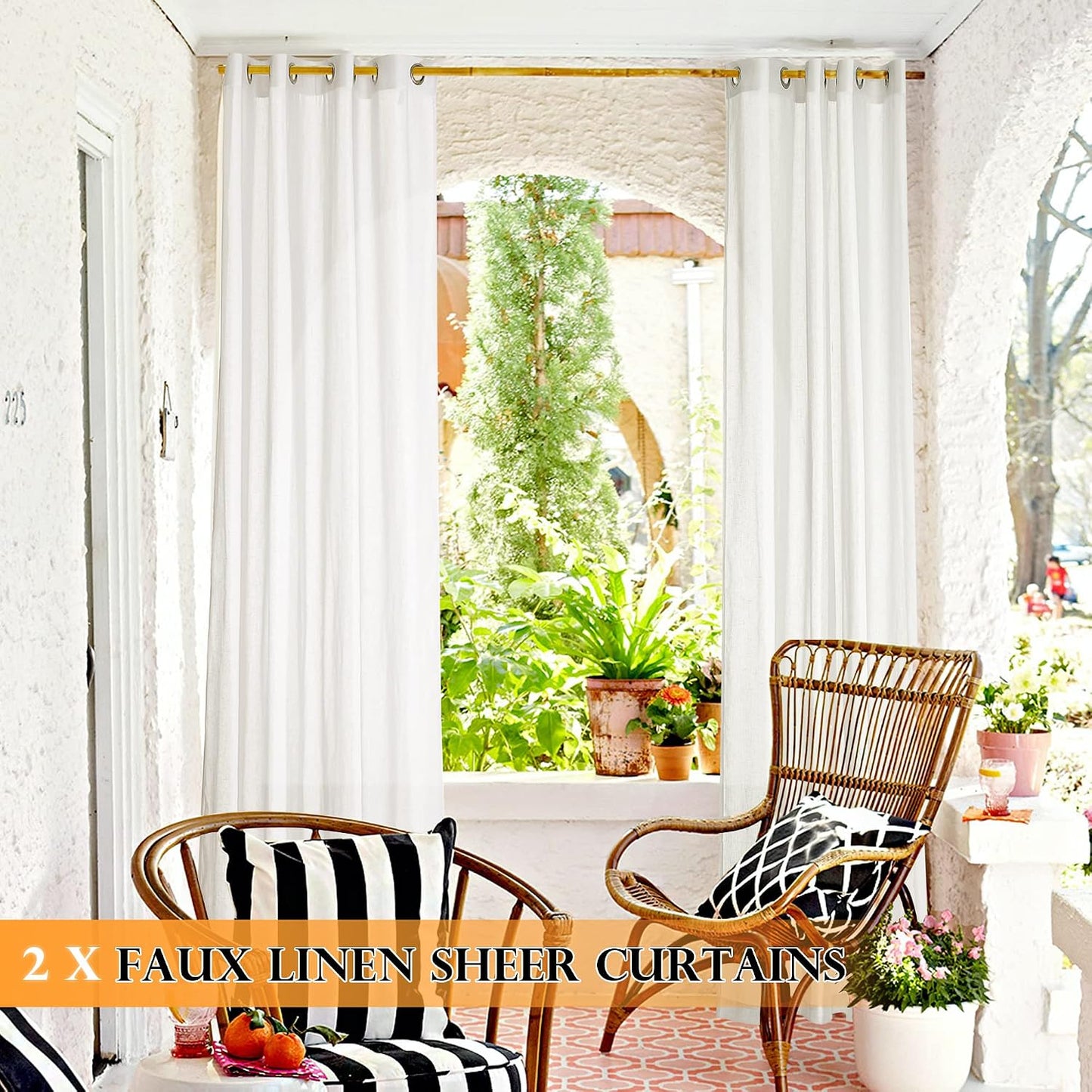 Cortinas traslúcidas para terraza panel lino texturizado