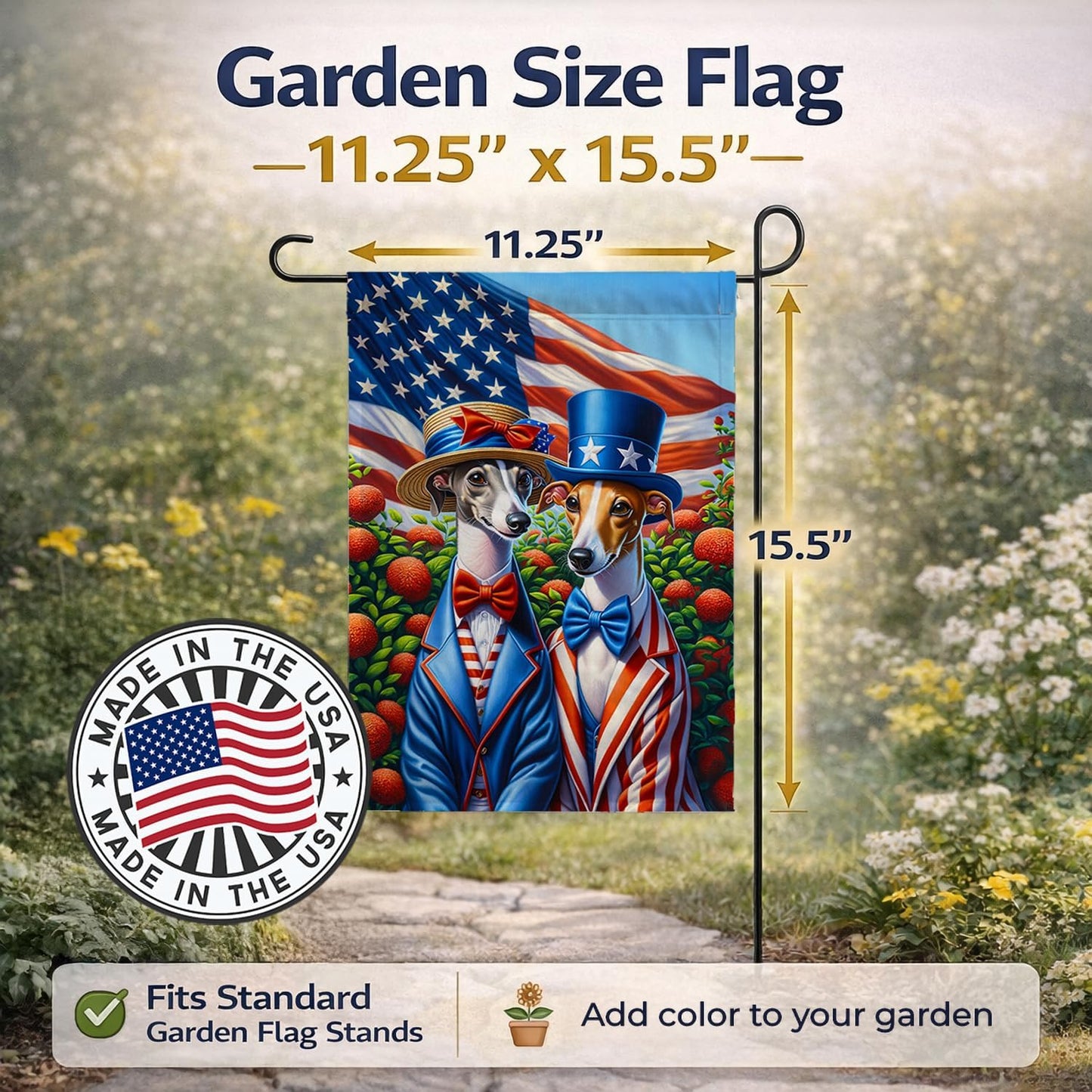 Bandera jardín galgos italianos americanos multicolor