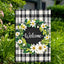 Bandera jardín 12x18pulg cuadrícula blanca y negra