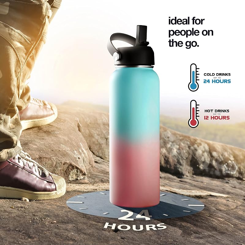 Botella agua acero inox doble pared taza viaje bebidas