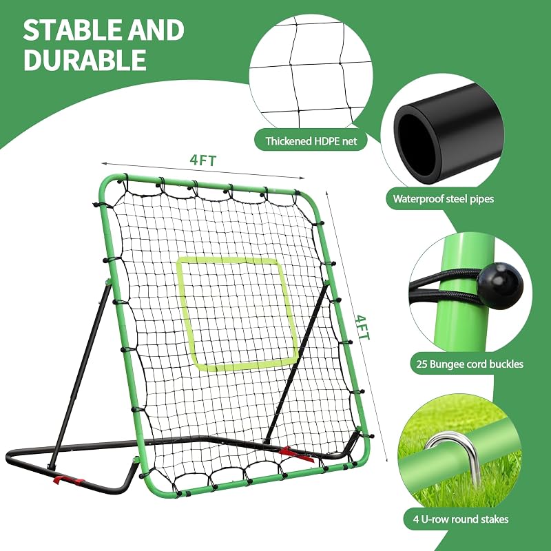 Red de béisbol 4x4ft plegable con 7 ángulos entrenador