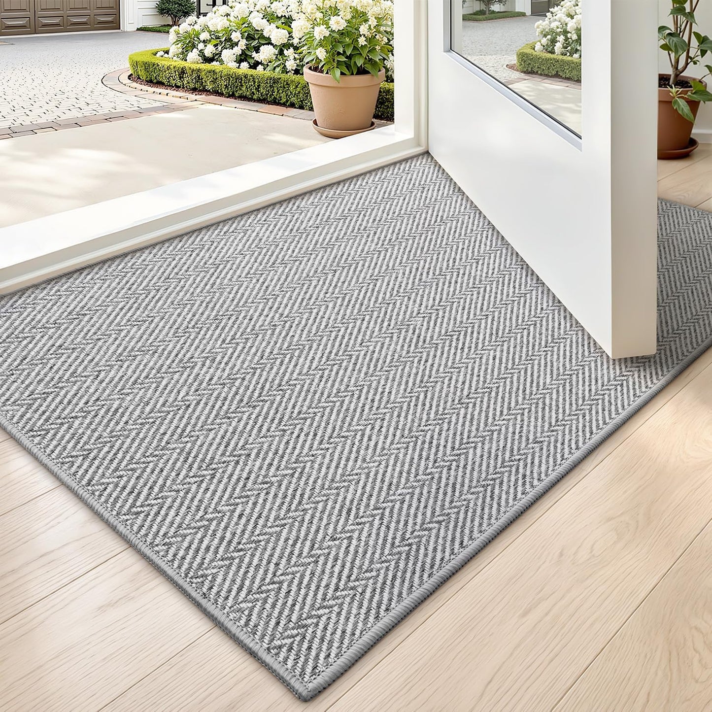 Tapete puerta interior 17x30" gris claro antiderrap