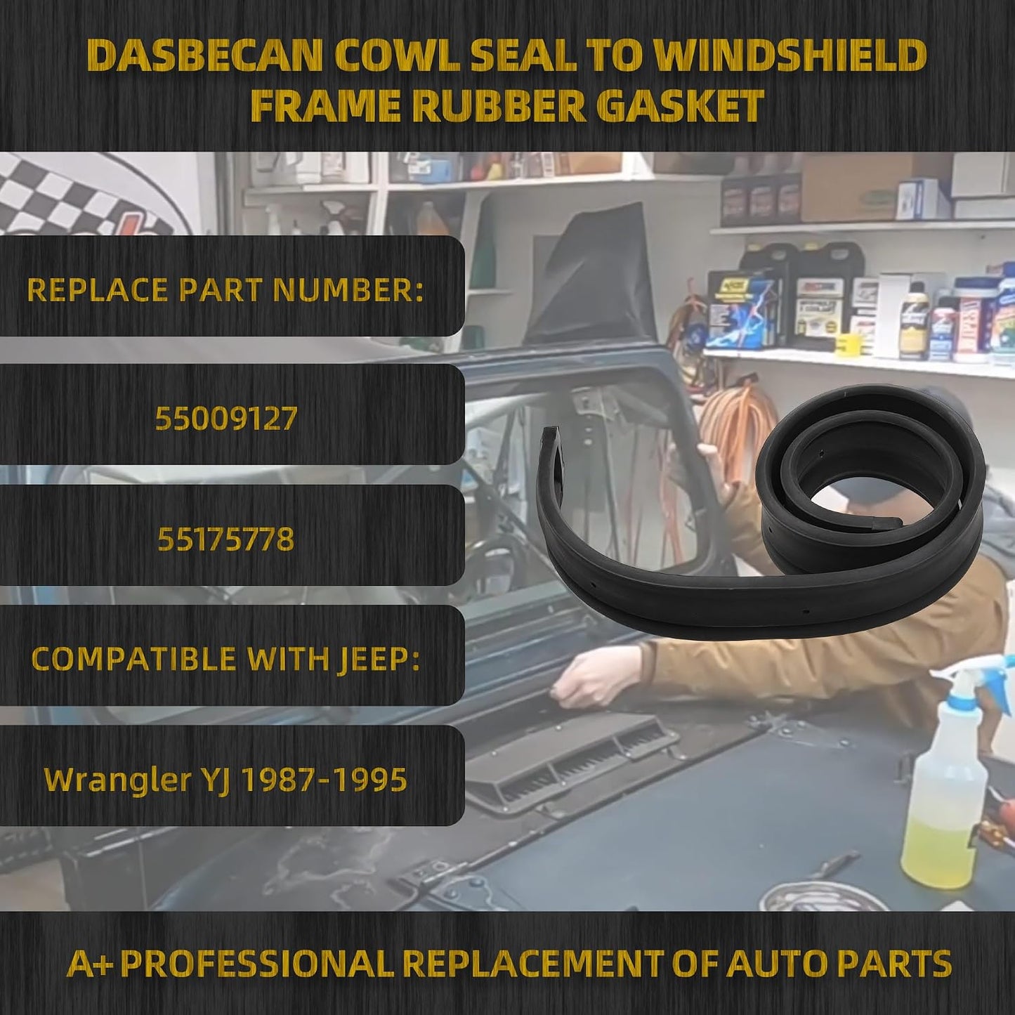 Sello capó parabrisas goma comp Jeep Wrangler YJ 88-95