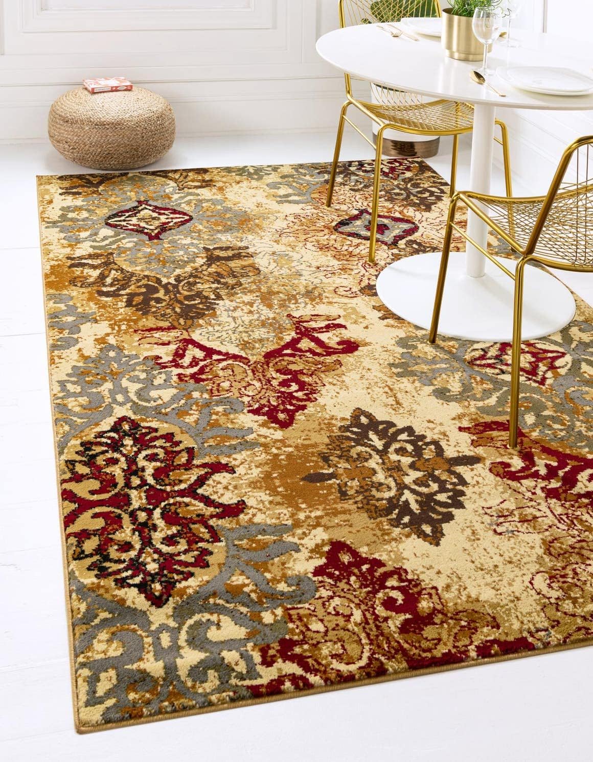 Alfombra área rectangular 3x5ft beige/azul