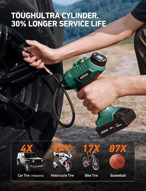 Compresor aire inalámbrico 20V 160PSI con adaptador coche