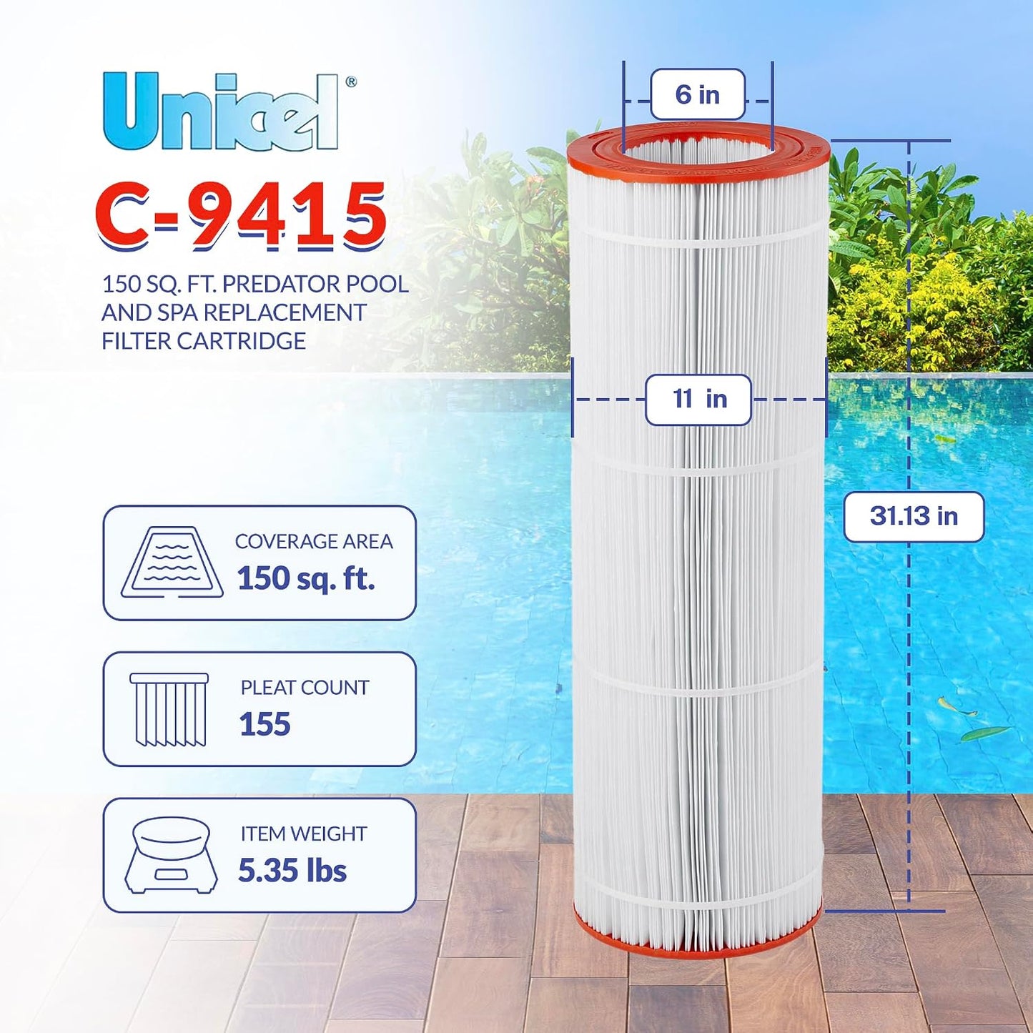 Cartucho filtro piscina 150ft2 175 pliegues comp Pentair