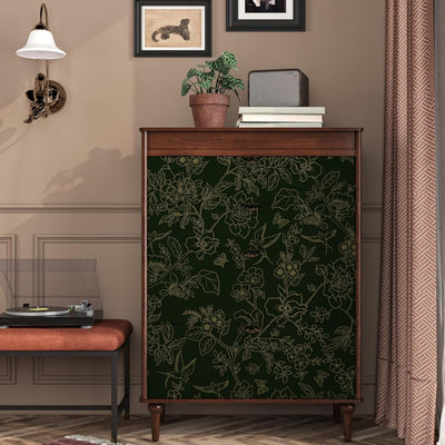 Papel tapiz floral verde autoadhesivo 17.5x118pulg