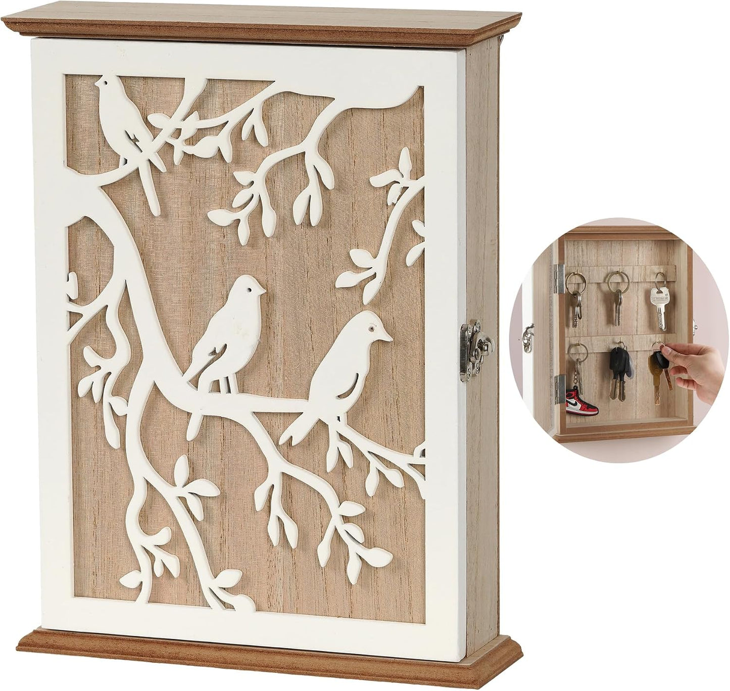 Soporte llaves pared con 6 ganchos madera decoración hogar
