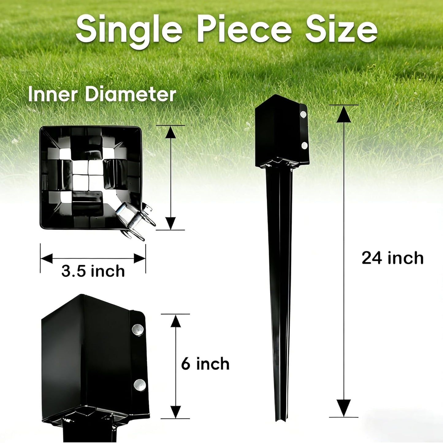 4 Postes Valla 24pulg Recubrimiento Negro 24x4x4pulg