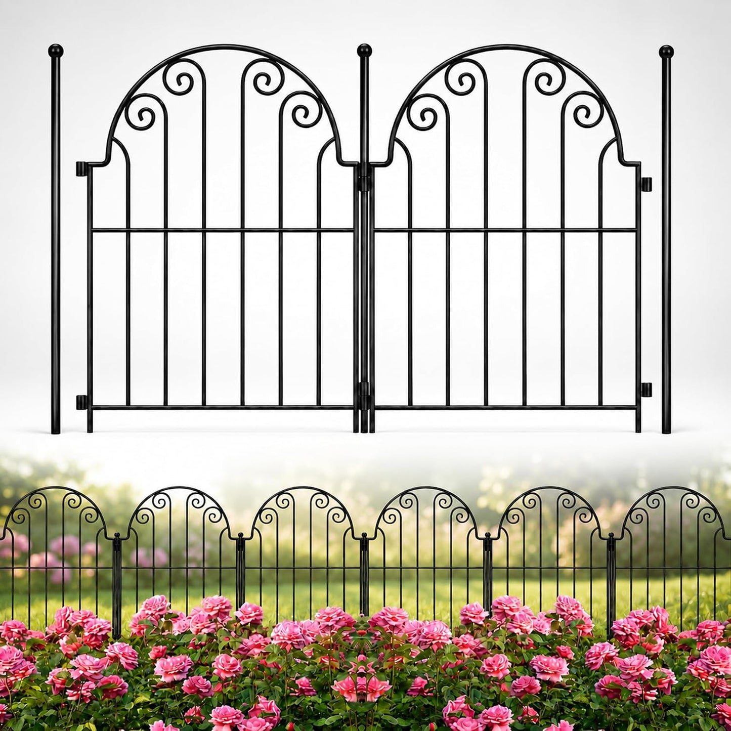 Valla decorativa jardín 20 paneles metal inox 21ft para