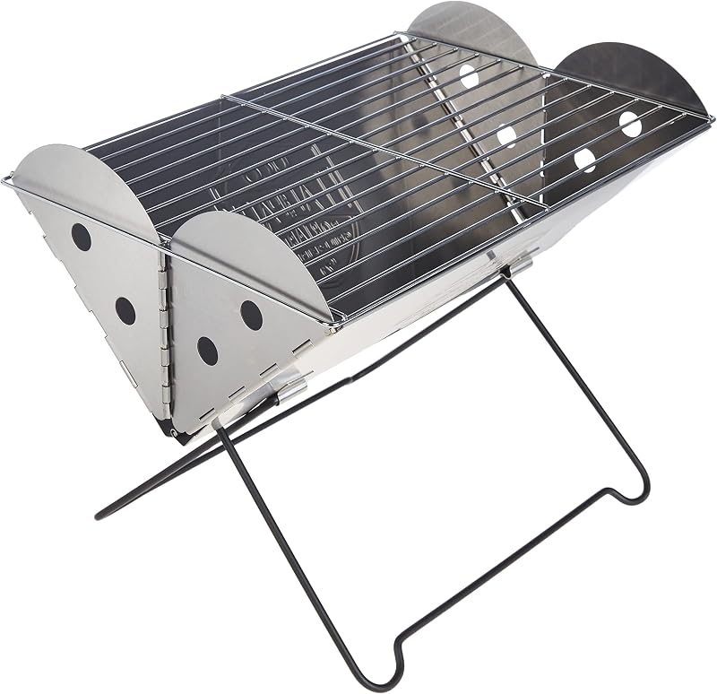 Parrilla portátil acero inox y hoguera