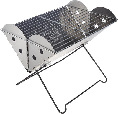 Parrilla portátil acero inox y hoguera