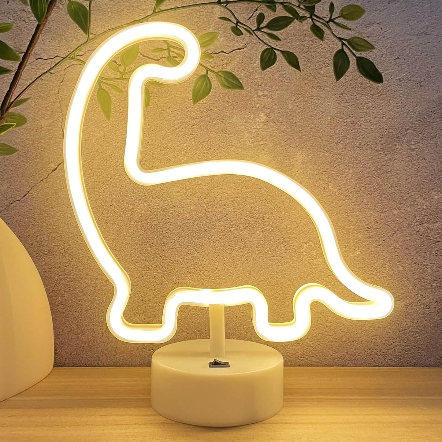 Letrero neón dinosaurio luz blanca niños dormitorio