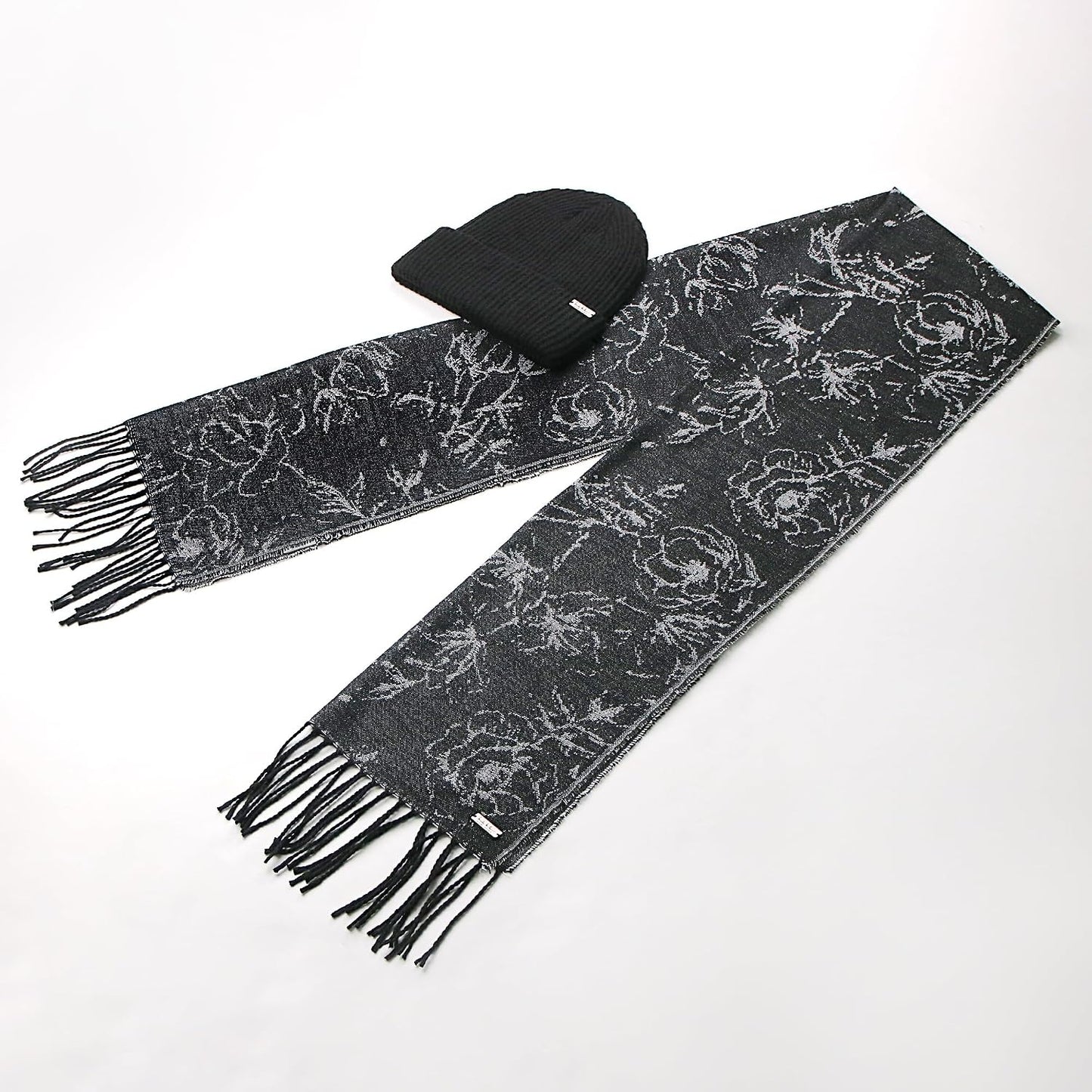 Conjunto bufanda colgante y gorro mujer