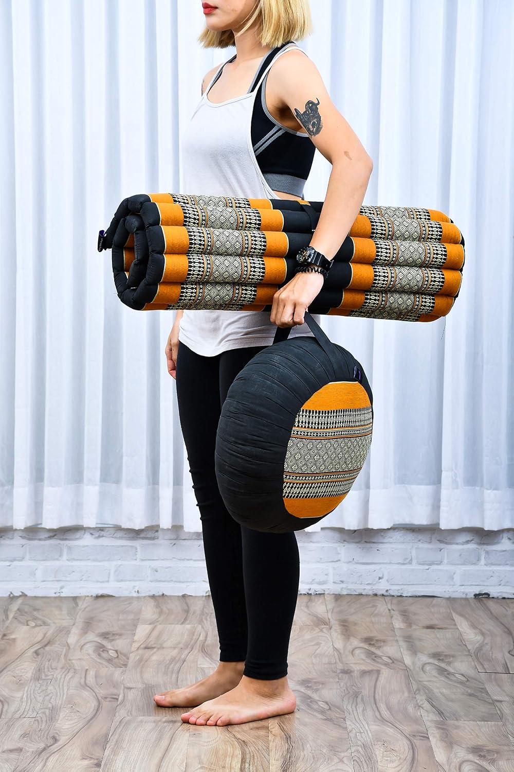 Set 2 almohadas meditación Zafu y Zabuton rellenas Kapok