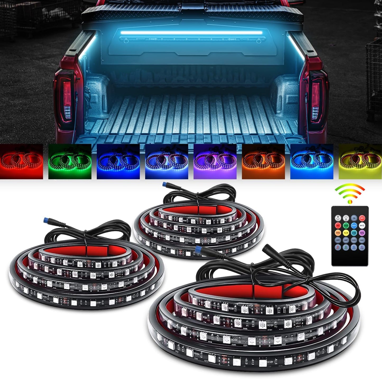 Tira luz RGB camión 3 pzas 60" 270 LED con interruptor RF