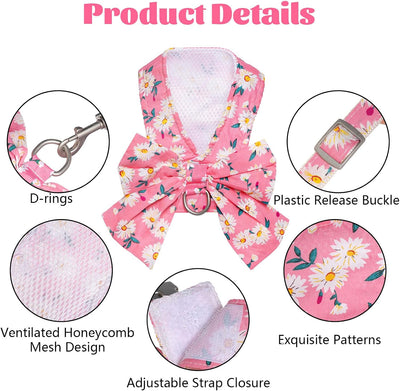 Arnés ajustable malla para perros y gatos pequeño rosa