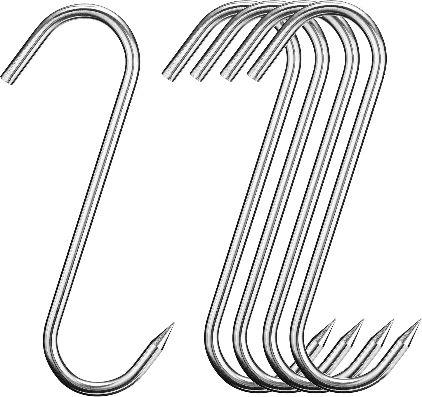 Ganchos carne acero inox 10" 5uds para carnicero