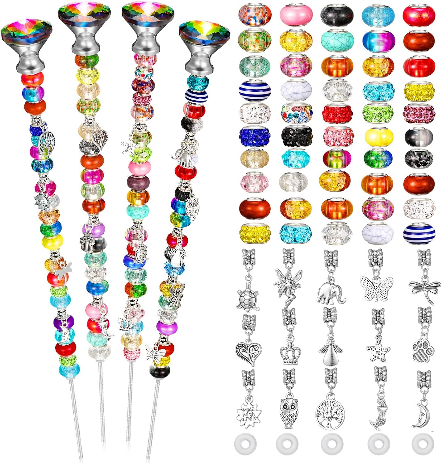 Set 101 estacas jardín con cuentas hadas y dije plata