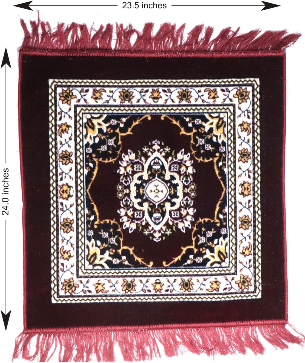 Tapete terciopelo lana Pooja Aasan granate grande