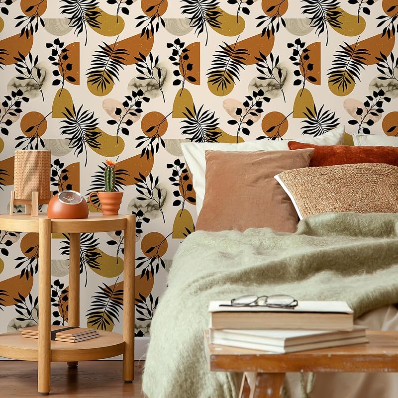 Papel tapiz geométrico 17.7x354" dormitorio baño