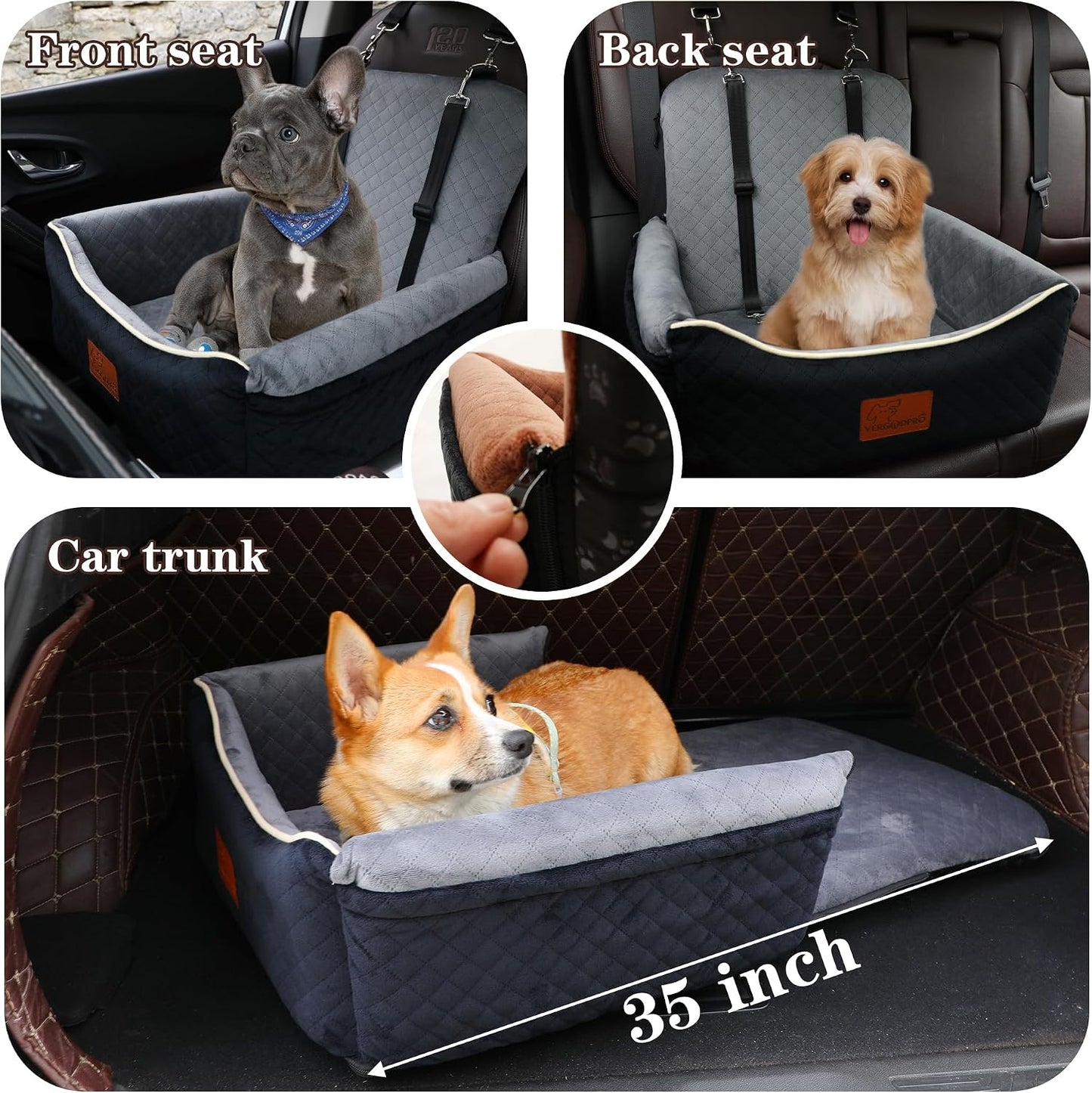 Cama asiento auto perros 2en1 hasta 35lb espuma