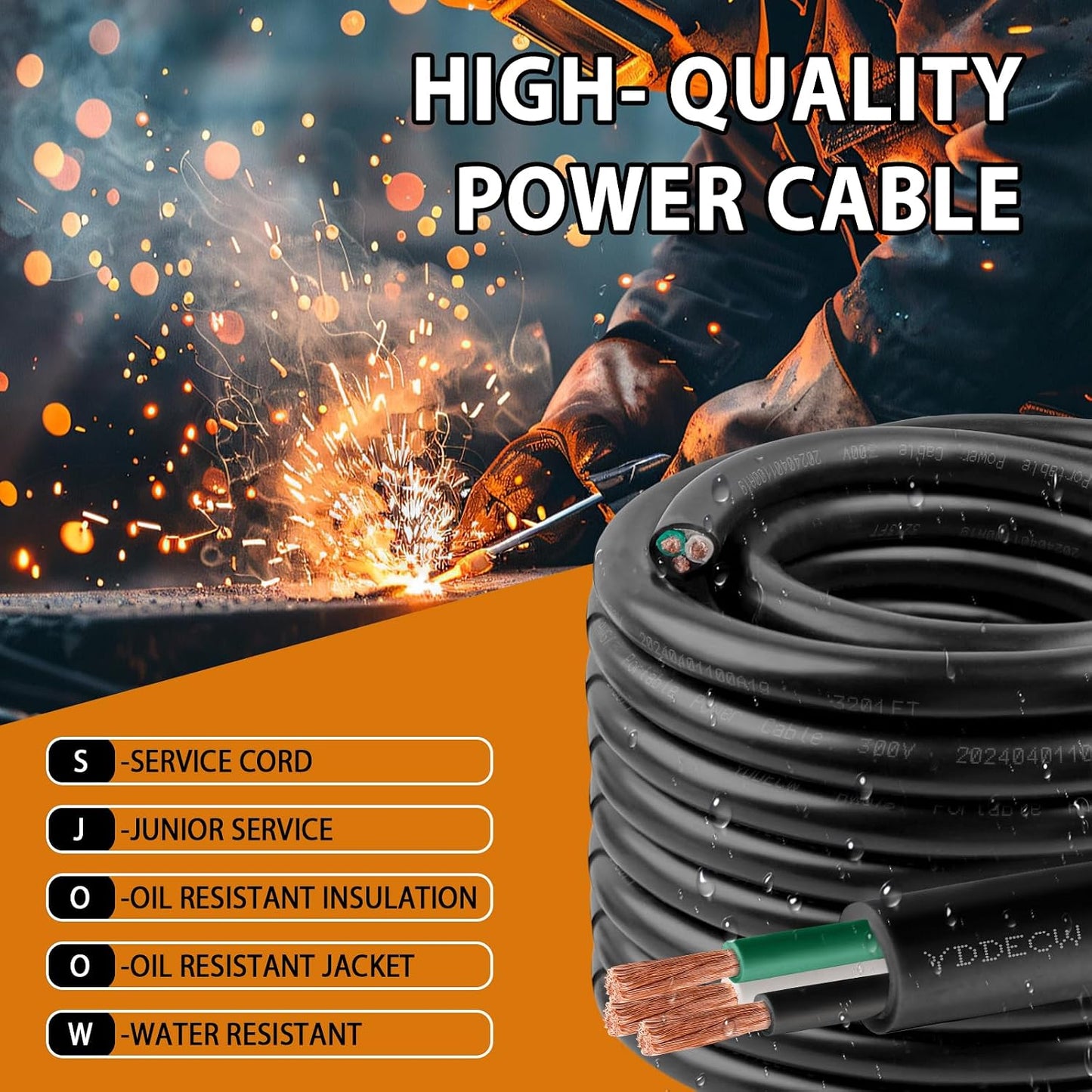 Cable alimentación portátil 100ft 14 AWG 300V
