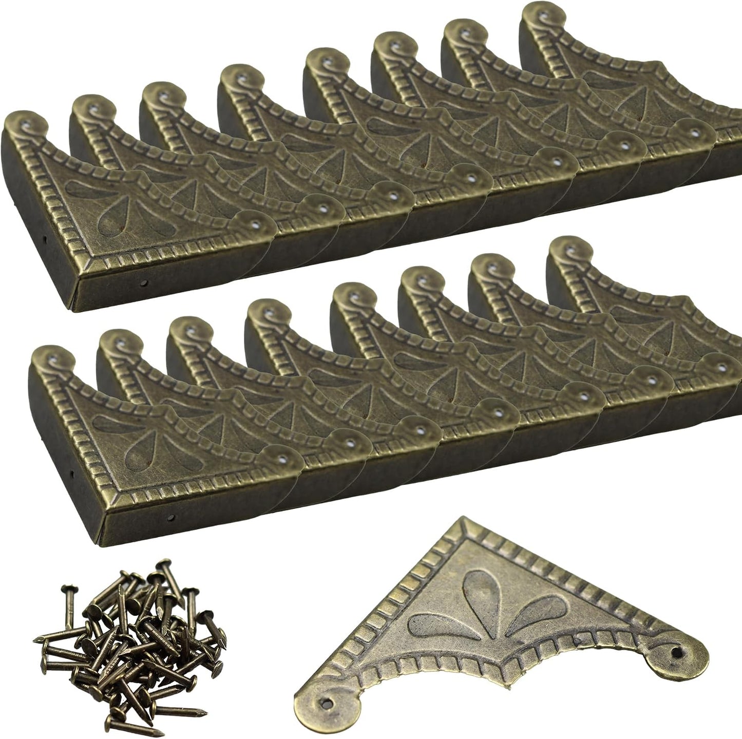 24 Protectores Esquinas Metal Bronce 2.2x2.2pulg Muebles